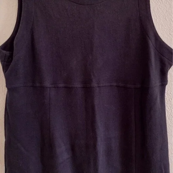 Vintage Eddie Bauer Dress Womens XS Cotton Stretchy Black Maxi Sleeveless - Picture 5 of 8